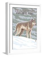 Yellowstone National Park - Wolf in Forest-Lantern Press-Framed Art Print