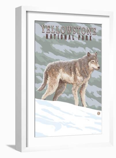 Yellowstone National Park - Wolf in Forest-Lantern Press-Framed Art Print