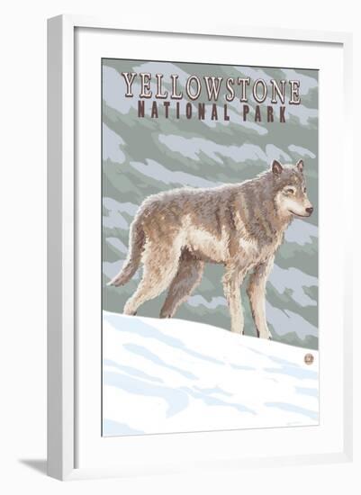 Yellowstone National Park - Wolf in Forest-Lantern Press-Framed Art Print