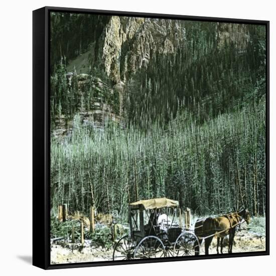 Yellowstone National Park (Wyoming, United States), the Cathedral Rock-Leon, Levy et Fils-Framed Stretched Canvas