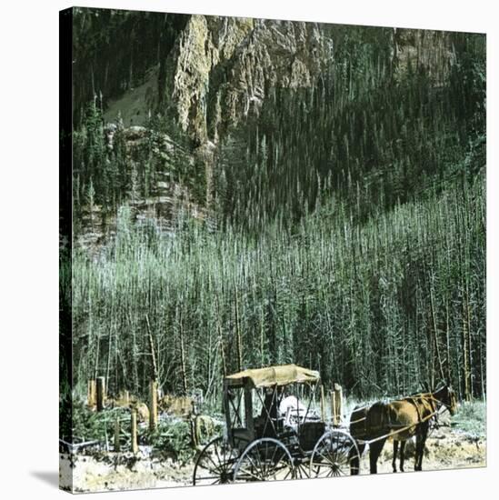 Yellowstone National Park (Wyoming, United States), the Cathedral Rock-Leon, Levy et Fils-Stretched Canvas