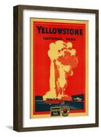 Yellowstone, Old Faithful Advertising Poster - Yellowstone National Park-Lantern Press-Framed Art Print