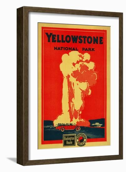 Yellowstone, Old Faithful Advertising Poster - Yellowstone National Park-Lantern Press-Framed Art Print