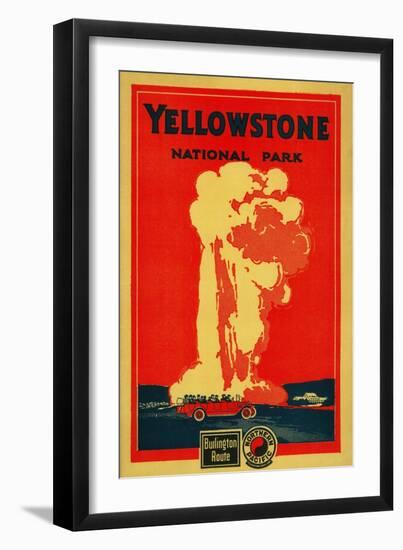 Yellowstone, Old Faithful Advertising Poster - Yellowstone National Park-Lantern Press-Framed Art Print