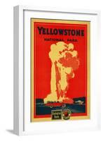 Yellowstone, Old Faithful Advertising Poster - Yellowstone National Park-Lantern Press-Framed Art Print