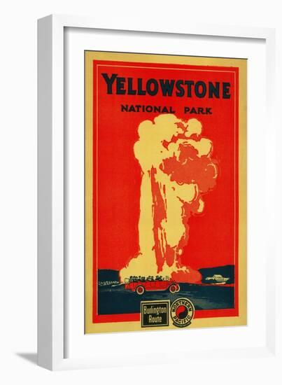 Yellowstone, Old Faithful Advertising Poster - Yellowstone National Park-Lantern Press-Framed Art Print