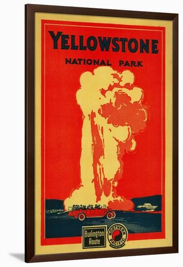 Yellowstone, Old Faithful Advertising Poster - Yellowstone National Park-Lantern Press-Framed Art Print