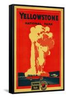 Yellowstone, Old Faithful Advertising Poster - Yellowstone National Park-Lantern Press-Framed Stretched Canvas