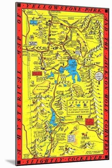 Yellowstone Park Map-null-Mounted Art Print