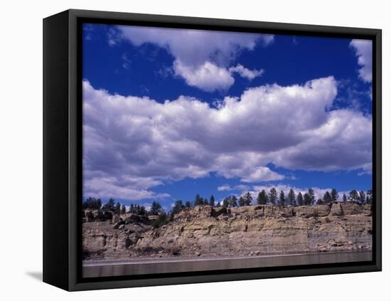 Yellowstone River at Pompeys Pillar National Historic Landmark, Billings, Montana-Connie Ricca-Framed Stretched Canvas