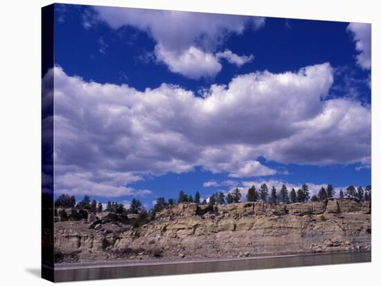 Yellowstone River at Pompeys Pillar National Historic Landmark, Billings, Montana-Connie Ricca-Stretched Canvas