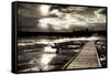 Yellowstone, Wyoming: a Wooden Path Going Through Norris Geyser Basin on a Cloudy Sunset-Brad Beck-Framed Stretched Canvas