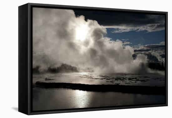 Yellowstone, Wyoming: Reflections of the Sky in the Pools of the Great Fountain Geyser-Brad Beck-Framed Stretched Canvas