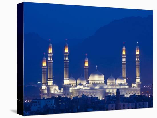 Yemen, Sana'A, Al-Saleh Mosque at Dusk-Nick Ledger-Stretched Canvas