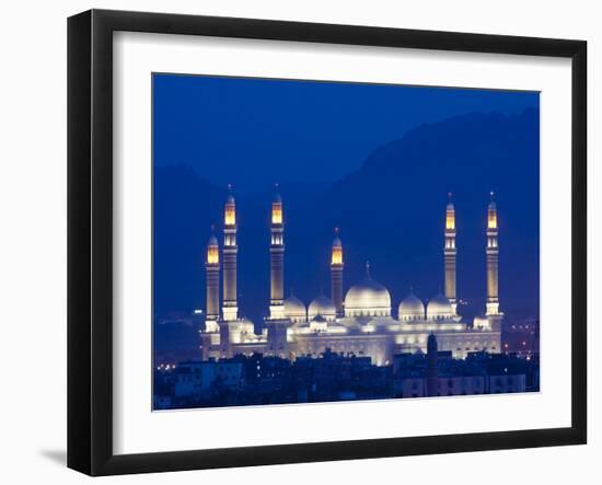 Yemen, Sana'A, Al-Saleh Mosque at Dusk-Nick Ledger-Framed Photographic Print