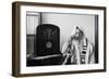 Yemenite Rabbi, in Traditional Robes and Prayer Shawl, Listening to Radio, 1937-null-Framed Photo