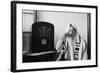 Yemenite Rabbi, in Traditional Robes and Prayer Shawl, Listening to Radio, 1937-null-Framed Photo