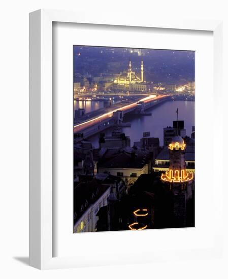 Yeni Mosque and the Galata Bridge, Istanbul, Turkey-Ali Kabas-Framed Photographic Print