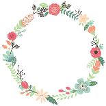 Vintage Flowers Wreath-yenz-Art Print