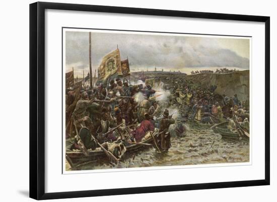 Yermak Timofeyevich Leads a Cossack Invasion of Siberia-null-Framed Art Print