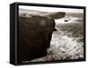Yesneby Point - Rough Sea Cliffs Waves Crashing Into the Base of the Cliff Water Ocean-null-Framed Stretched Canvas