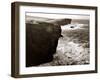 Yesneby Point - Rough Sea Cliffs Waves Crashing Into the Base of the Cliff Water Ocean-null-Framed Photographic Print