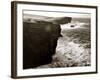 Yesneby Point - Rough Sea Cliffs Waves Crashing Into the Base of the Cliff Water Ocean-null-Framed Photographic Print