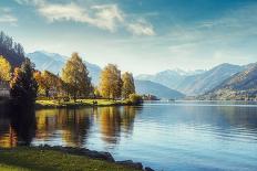 Impressively Beautiful Fairy-Tale Mountain Lake in Austrian Alps. Breathtaking Scene. Panoramic Vie-Yevhenii Chulovskyi-Framed Stretched Canvas