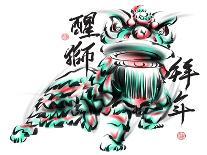 Ink Painting Of Chinese Lion Dance Translation Of Chinese Text: The Consciousness Of Lion-yienkeat-Art Print