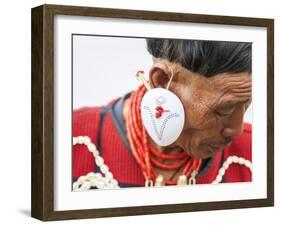 Yimchunger Tribesman With Earring, Nagaland, N.E. India-Peter Adams-Framed Photographic Print