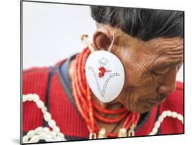 Yimchunger Tribesman With Earring, Nagaland, N.E. India-Peter Adams-Mounted Photographic Print