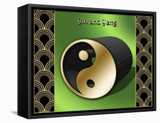 Yin And Yang 3D-Art Deco Designs-Framed Stretched Canvas