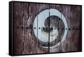 Yin and Yang Sign on a Door, Fortress of Suwon, UNESCO World Heritage Site, South Korea, Asia-Michael-Framed Stretched Canvas