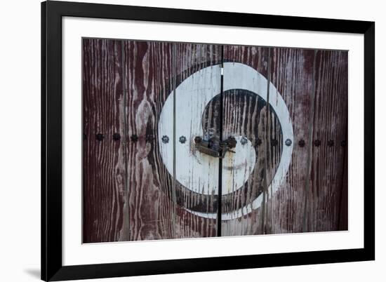 Yin and Yang Sign on a Door, Fortress of Suwon, UNESCO World Heritage Site, South Korea, Asia-Michael-Framed Photographic Print