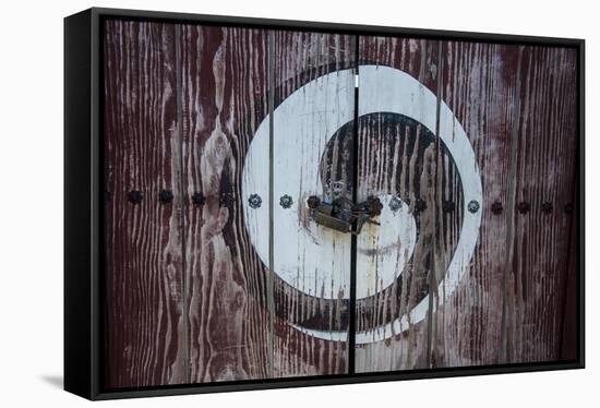 Yin and Yang Sign on a Door, Fortress of Suwon, UNESCO World Heritage Site, South Korea, Asia-Michael-Framed Stretched Canvas