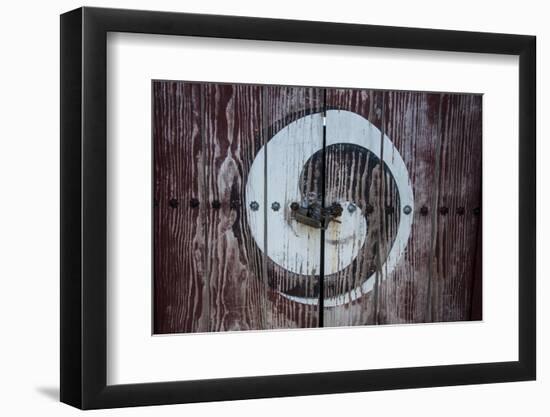 Yin and Yang Sign on a Door, Fortress of Suwon, UNESCO World Heritage Site, South Korea, Asia-Michael-Framed Premium Photographic Print