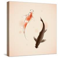 Yin Yang Koi Fishes In Oriental Style Painting-ori-artiste-Stretched Canvas