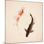 Yin Yang Koi Fishes In Oriental Style Painting-ori-artiste-Mounted Art Print