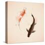 Yin Yang Koi Fishes In Oriental Style Painting-ori-artiste-Stretched Canvas