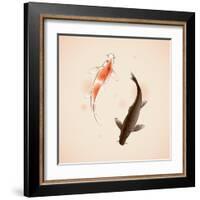 Yin Yang Koi Fishes In Oriental Style Painting-ori-artiste-Framed Art Print