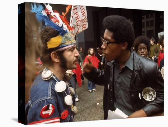 Yippie and Black Panther Confronting Each Other at the Riot Conspiracy Trial of the Chicago Eight-Lee Balterman-Stretched Canvas