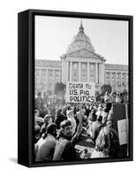 Yippie Led Anti-Election Protestors Outside City Hall-Ralph Crane-Framed Stretched Canvas