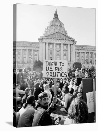 Yippie Led Anti-Election Protestors Outside City Hall-Ralph Crane-Stretched Canvas
