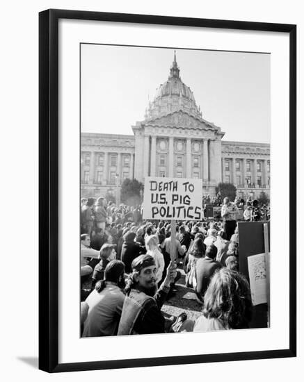 Yippie Led Anti-Election Protestors Outside City Hall-Ralph Crane-Framed Photographic Print