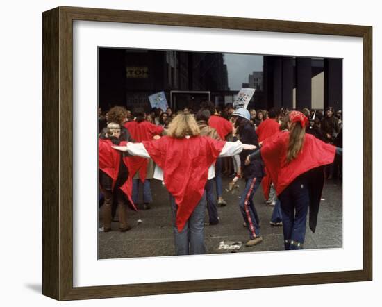 Yippie Protesters Gather Outside Courthouse with Riot Conspiracy Trial of Chicago Eight is Underway-Lee Balterman-Framed Photographic Print