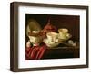 Yixing Teapot and a Chinese Porcelain Tete-A-Tete on a Partly Draped Ledge-Pieter Gerritsz. van Roestraten-Framed Giclee Print