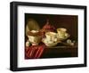 Yixing Teapot and a Chinese Porcelain Tete-A-Tete on a Partly Draped Ledge-Pieter Gerritsz. van Roestraten-Framed Giclee Print