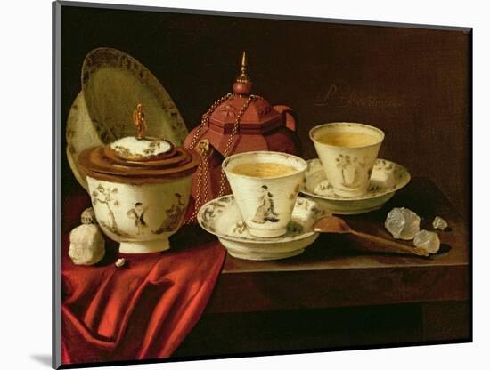 Yixing Teapot and a Chinese Porcelain Tete-A-Tete on a Partly Draped Ledge-Pieter Gerritsz. van Roestraten-Mounted Giclee Print
