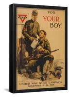 YMCA For Your Boy United War Work Campaign Vintage Ad Poster Print-null-Framed Poster