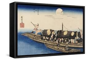 Yodo River-Ando Hiroshige-Framed Stretched Canvas